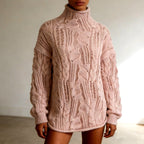 Lauren - Women's Openwork Cable Knit Oversized Turtleneck Sweater 4