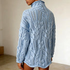 Lauren - Women's Openwork Cable Knit Oversized Turtleneck Sweater 6