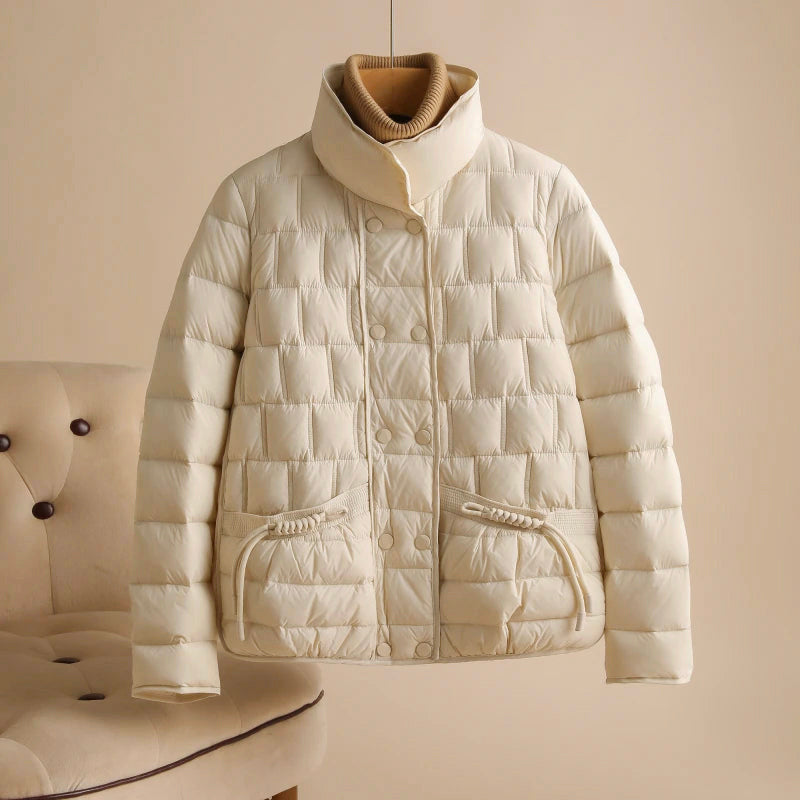 Lily - Women's Stand-Collar Drawstring-Pocket Down Jacket