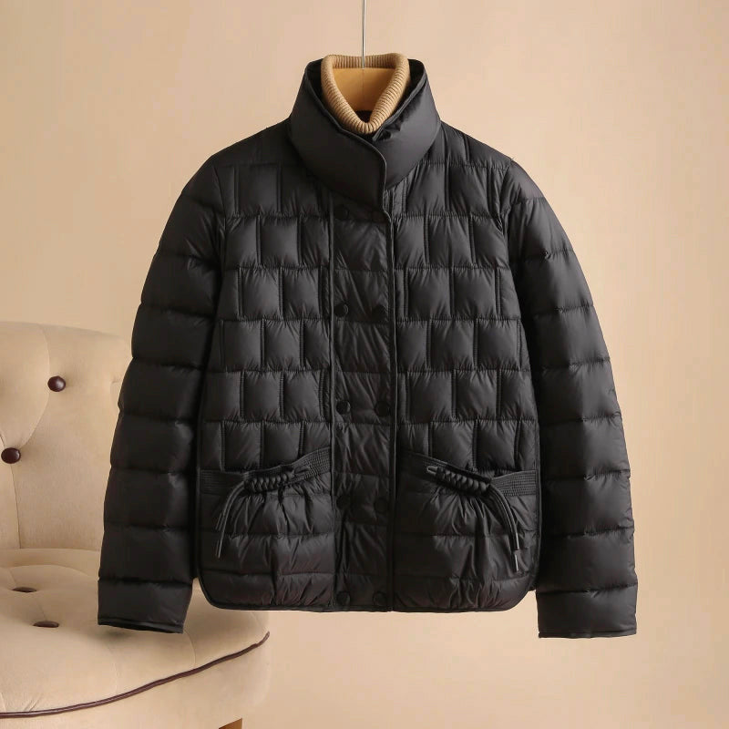 Lily - Women's Stand-Collar Drawstring-Pocket Down Jacket