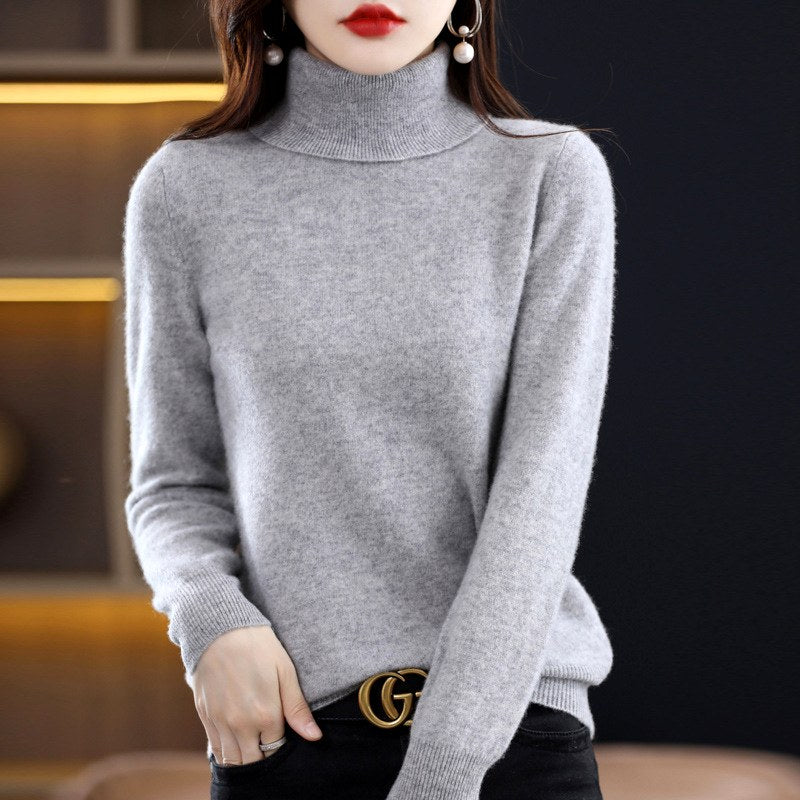 Lhoraine - Women’s Wool Ribbed Turtleneck Sweater 3