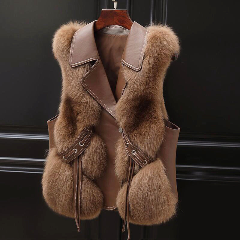 Madison - Women's Lapel-Collar Faux Fur Vest