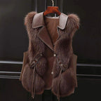 Madison - Women's Lapel-Collar Faux Fur Vest