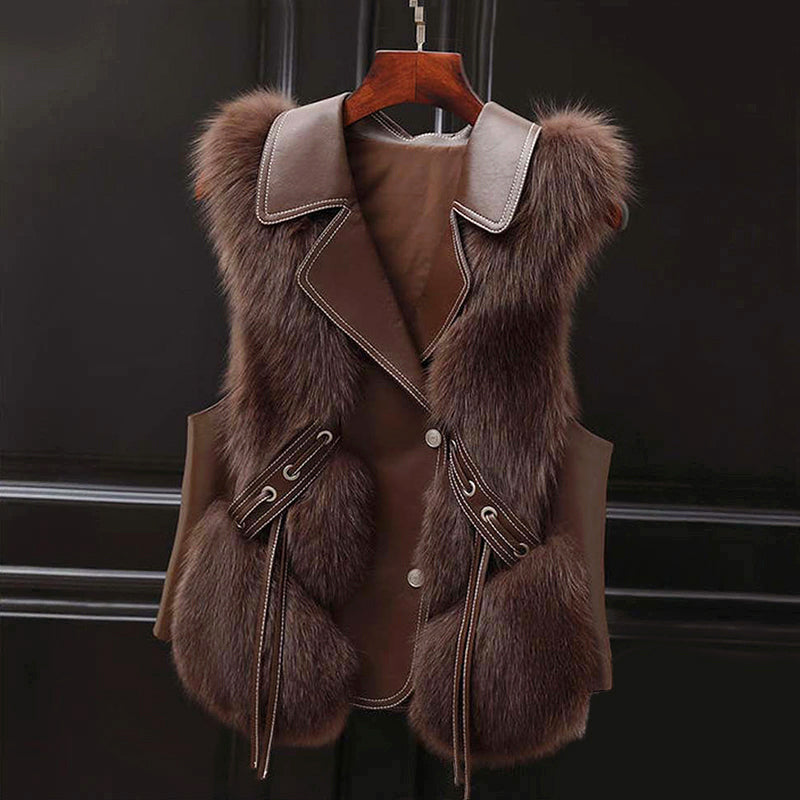 Madison - Women's Lapel-Collar Faux Fur Vest