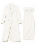 Magnolia - Women's Single-Breasted Blazer with Strapless Tube Corporate Dress Set