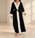 Margery - Women’s Wrap Robe with Faux Fur Edging