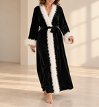 Margery - Women’s Wrap Robe with Faux Fur Edging