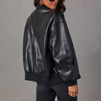 Maya - Women's Oversized Leather Bomber Jacket