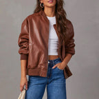Maya - Women's Oversized Leather Bomber Jacket