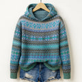 Mila - Women's Geometric Knit Hoodie Sweater