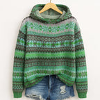 Mila - Women's Geometric Knit Hoodie Sweater