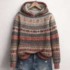 Mila - Women's Geometric Knit Hoodie Sweater