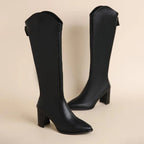 Minerva - Women's Tall Leather Boots with Side Zipper