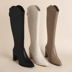 Minerva - Women's Tall Leather Boots with Side Zipper