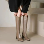 Minerva - Women's Tall Leather Boots with Side Zipper