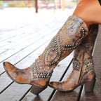 Montana - Women's Vintage-Style Studded Western Boots