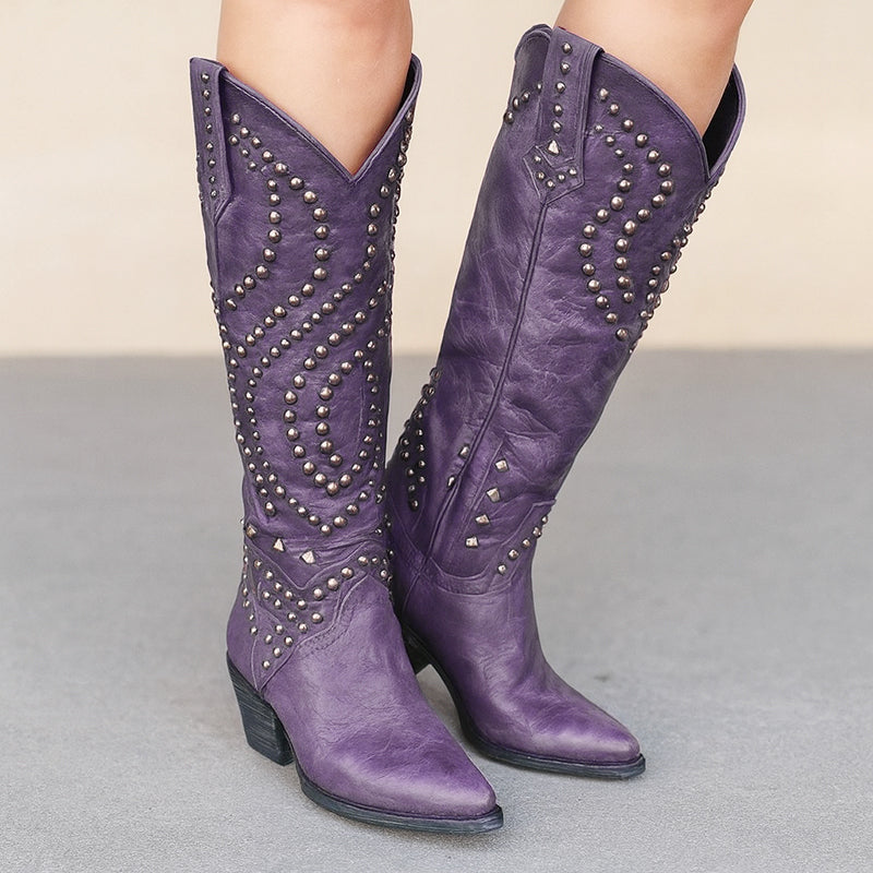 Montana - Women's Vintage-Style Studded Western Boots