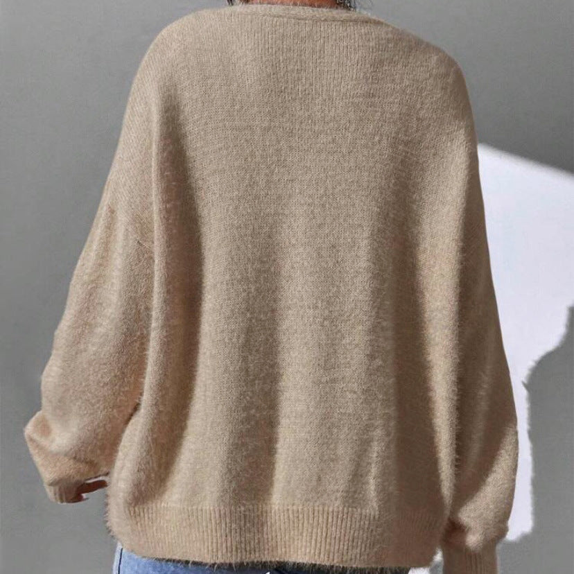 Naomi - Women's Soft Fuzzy Knit Button-Down Cardigan