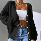 Naomi - Women's Soft Fuzzy Knit Button-Down Cardigan