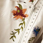 Nora - Women's Studded Floral Faux Leather Jacket