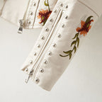 Nora - Women's Studded Floral Faux Leather Jacket