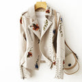 Nora - Women's Studded Floral Faux Leather Jacket