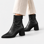 Paula - Women's Pointed Ankle Boots with Rear Zip