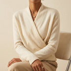 Petra - Women's Cashmere Draped Wrap V-Neck Sweater