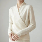 Petra - Women's Cashmere Draped Wrap V-Neck Sweater