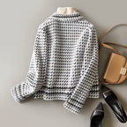 Presley - Women's Cropped Houndstooth Knit Jacket