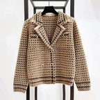 Presley - Women's Cropped Houndstooth Knit Jacket