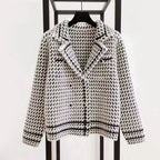 Presley - Women's Cropped Houndstooth Knit Jacket
