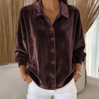 Presley - Women's Velvet Button-Front Long-Sleeve Shirt
