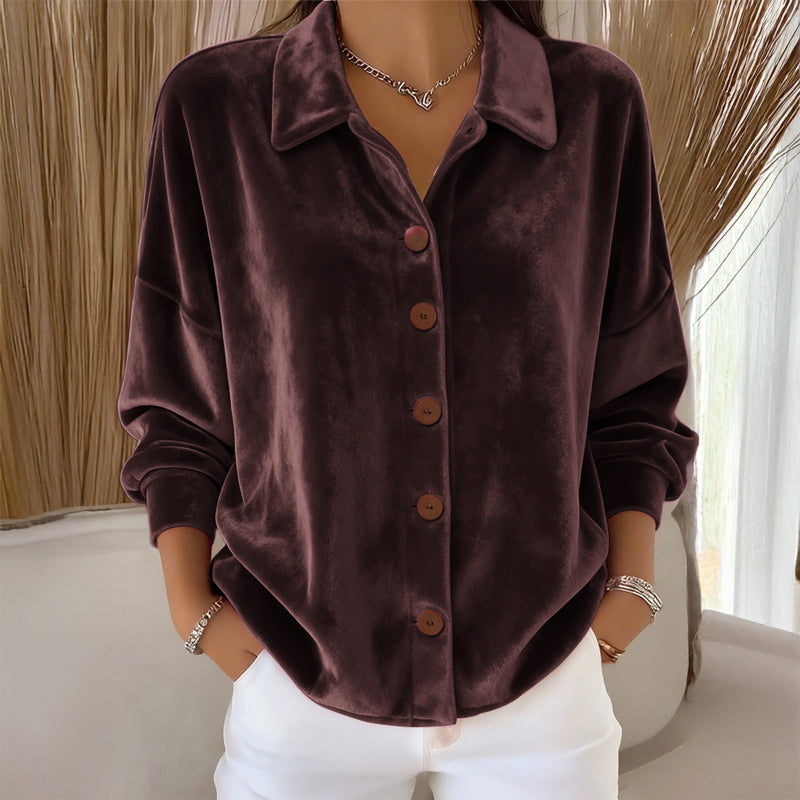 Presley - Women's Velvet Button-Front Long-Sleeve Shirt