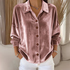 Presley - Women's Velvet Button-Front Long-Sleeve Shirt