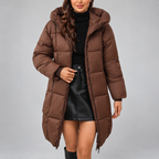 Rhea - Women's Quilted Hooded Zip Front Coat