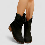 Rory - Women's Slouched Suede Mid-Calf Boots