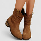 Rory - Women's Slouched Suede Mid-Calf Boots