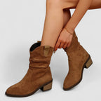 Rory - Women's Slouched Suede Mid-Calf Boots