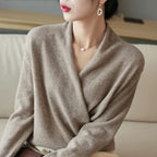 Rosemary - Women's Cashmere Crossover V-Neck Sweater