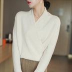 Rosemary - Women's Cashmere Crossover V-Neck Sweater