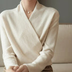 Rosemary - Women's Cashmere Crossover V-Neck Sweater