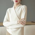 Rosemary - Women's Cashmere Crossover V-Neck Sweater