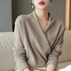 Rosemary - Women's Cashmere Crossover V-Neck Sweater