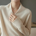 Rosemary - Women's Cashmere Crossover V-Neck Sweater