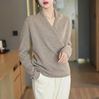 Rosemary - Women's Cashmere Crossover V-Neck Sweater