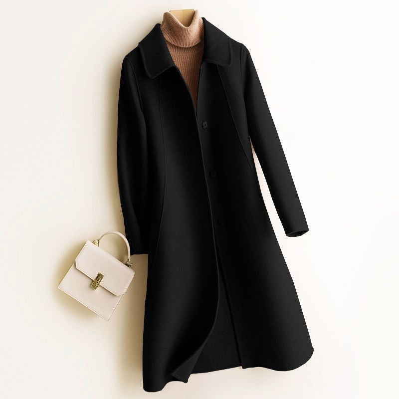 Rosie - Women’s Long Wool Coat with Classic Lapels