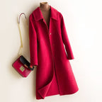 Rosie - Women’s Long Wool Coat with Classic Lapels