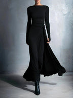 Ruth - Women's Ruched Long Sleeve Maxi Dress