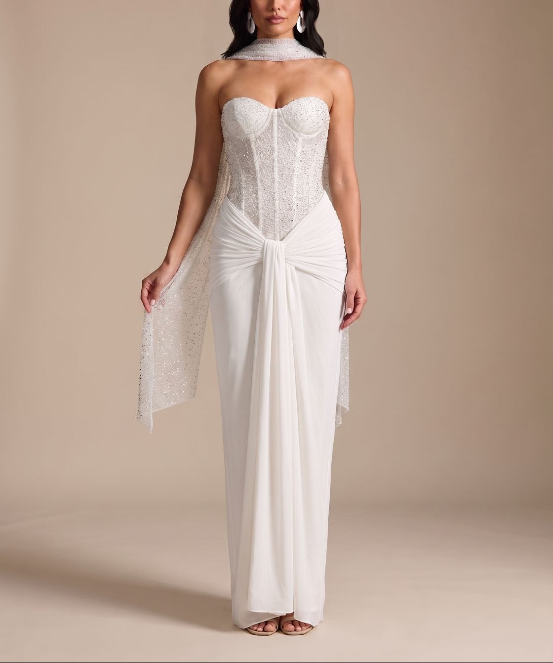 Sage - Women’s Strapless Formal Wedding Guest Gown
